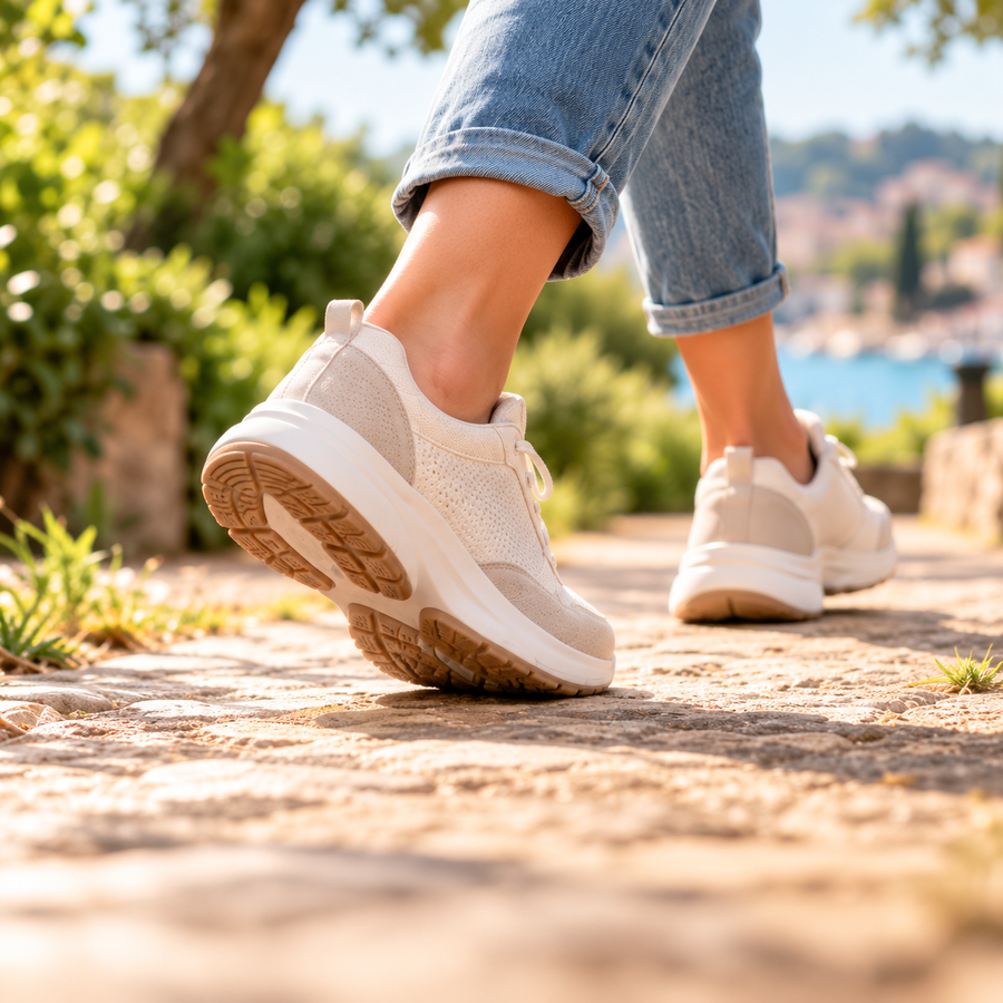 Semelles Plantyo portées pendant une promenade